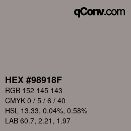 Código de color: HEX #98918F | qconv.com