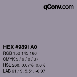 カラーコード: HEX #9891A0 | qconv.com