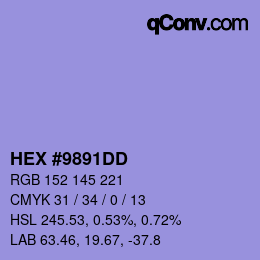 颜色代码: HEX #9891DD | qconv.com