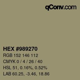 カラーコード: HEX #989270 | qconv.com