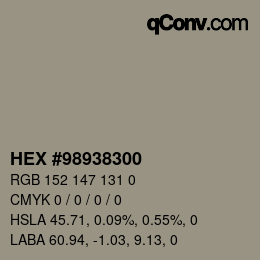 Color code: HEX #98938300 | qconv.com