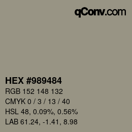 颜色代码: HEX #989484 | qconv.com