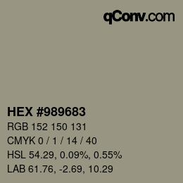 Color code: HEX #989683 | qconv.com