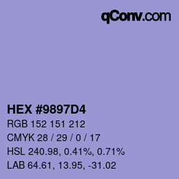 カラーコード: HEX #9897D4 | qconv.com
