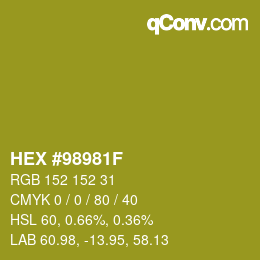 Color code: HEX #98981F | qconv.com