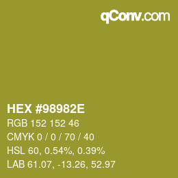 Color code: HEX #98982E | qconv.com