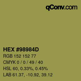 Color code: HEX #98984D | qconv.com