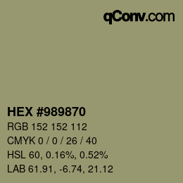 Color code: HEX #989870 | qconv.com