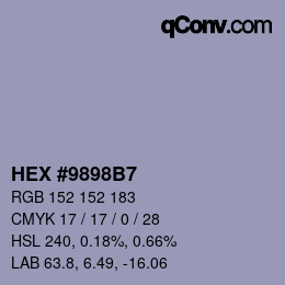Color code: HEX #9898B7 | qconv.com