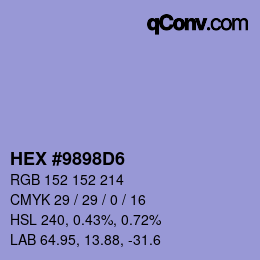 Color code: HEX #9898D6 | qconv.com