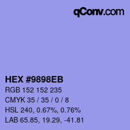 Color code: HEX #9898EB | qconv.com
