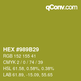 Color code: HEX #989B29 | qconv.com