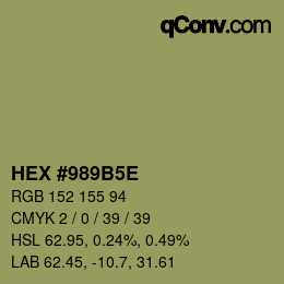 Color code: HEX #989B5E | qconv.com