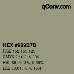 Farbcode: HEX #989B7D | qconv.com