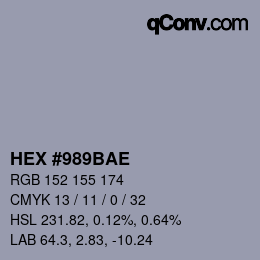 Código de color: HEX #989BAE | qconv.com