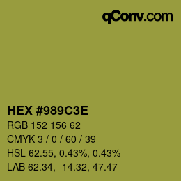 Color code: HEX #989C3E | qconv.com