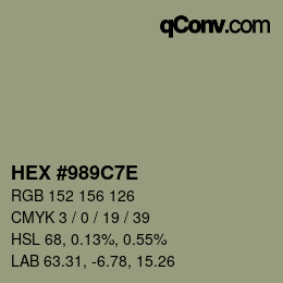 Color code: HEX #989C7E | qconv.com