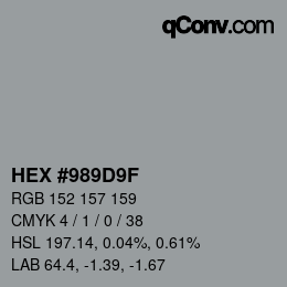 Color code: HEX #989D9F | qconv.com