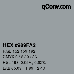 Código de color: HEX #989FA2 | qconv.com
