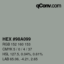 颜色代码: HEX #98A099 | qconv.com