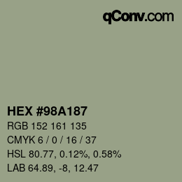 カラーコード: HEX #98A187 | qconv.com
