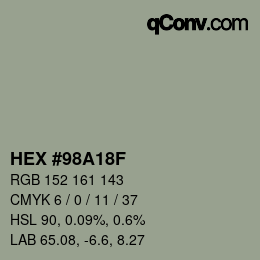 颜色代码: HEX #98A18F | qconv.com