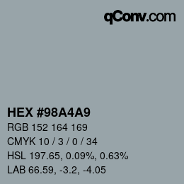 Color code: HEX #98A4A9 | qconv.com