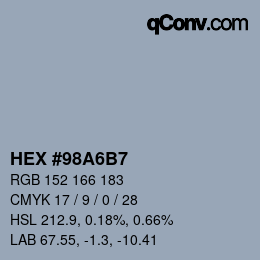 Color code: HEX #98A6B7 | qconv.com