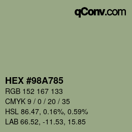 Color code: HEX #98A785 | qconv.com