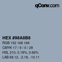 Color code: HEX #98A8B8 | qconv.com