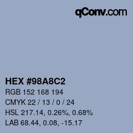 カラーコード: HEX #98A8C2 | qconv.com
