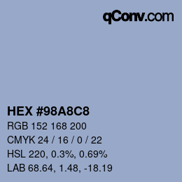 Color code: HEX #98A8C8 | qconv.com