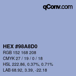 Color code: HEX #98A8D0 | qconv.com