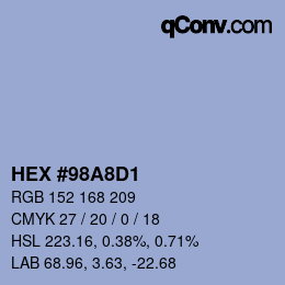 カラーコード: HEX #98A8D1 | qconv.com