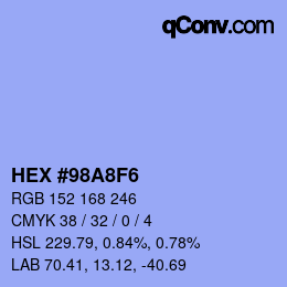 Color code: HEX #98A8F6 | qconv.com