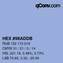 カラーコード: HEX #98ADDB | qconv.com
