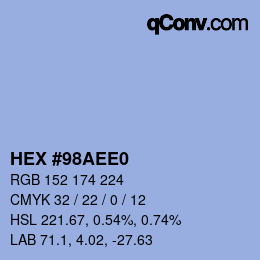 カラーコード: HEX #98AEE0 | qconv.com