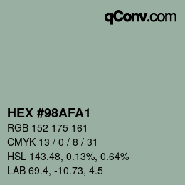 Color code: HEX #98AFA1 | qconv.com