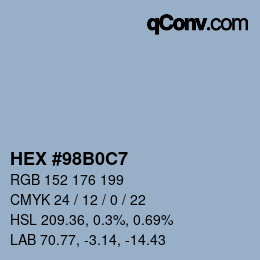 Color code: HEX #98B0C7 | qconv.com