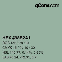 Color code: HEX #98B2A1 | qconv.com