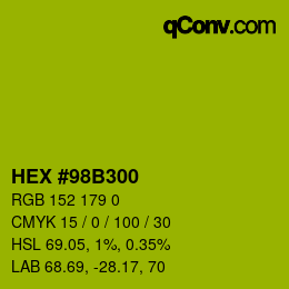 Color code: HEX #98B300 | qconv.com