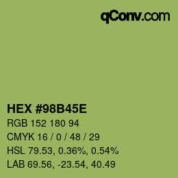 カラーコード: HEX #98B45E | qconv.com
