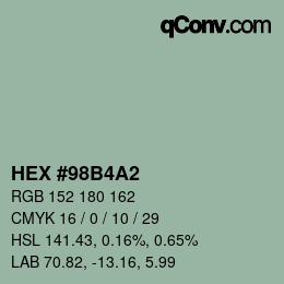 Color code: HEX #98B4A2 | qconv.com