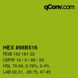 カラーコード: HEX #98B516 | qconv.com