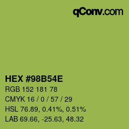 カラーコード: HEX #98B54E | qconv.com