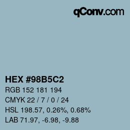 Color code: HEX #98B5C2 | qconv.com