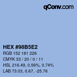 Color code: HEX #98B5E2 | qconv.com