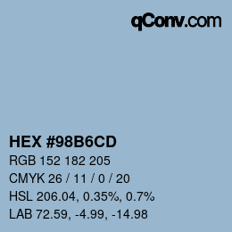 Color code: HEX #98B6CD | qconv.com