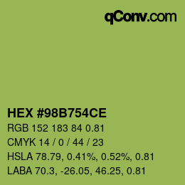 Farbcode: HEX #98B754CE | qconv.com