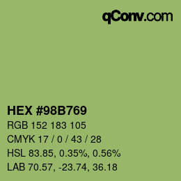颜色代码: HEX #98B769 | qconv.com